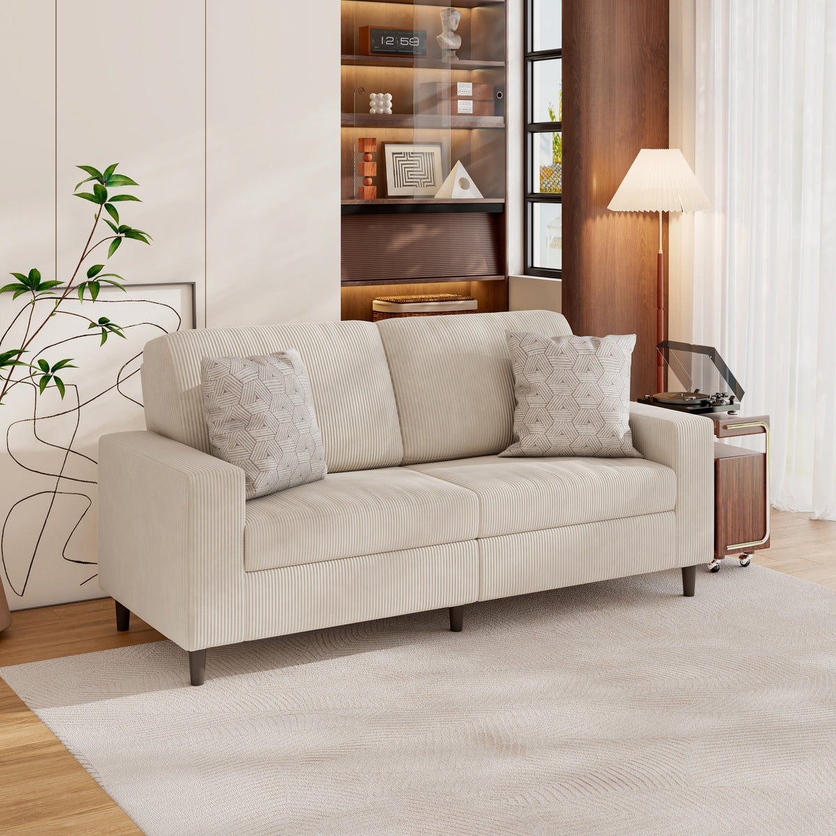 Prestwick Upholstered Small Space Sofa with 2 Accent Pillows
