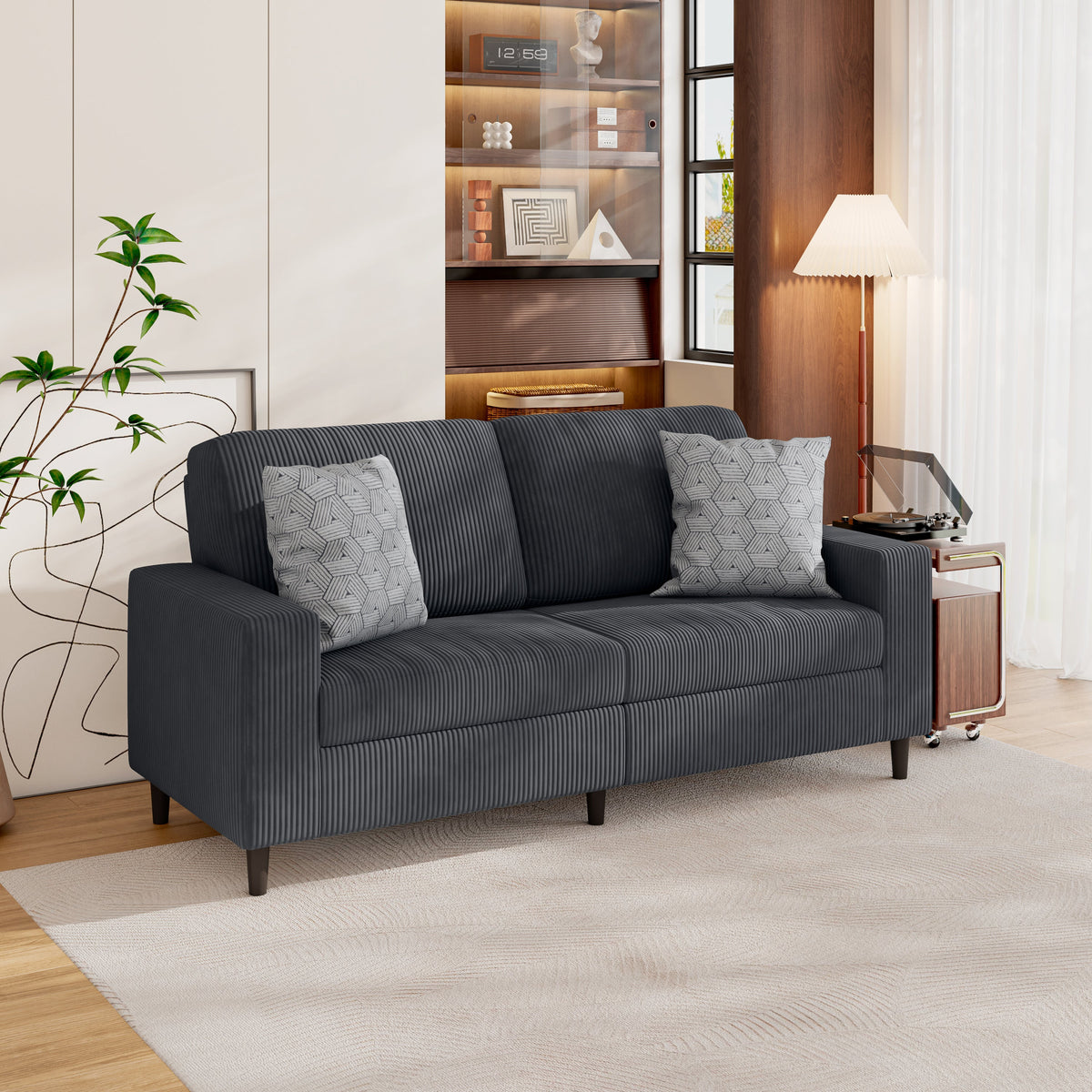 Prestwick Upholstered Small Space Sofa with 2 Accent Pillows