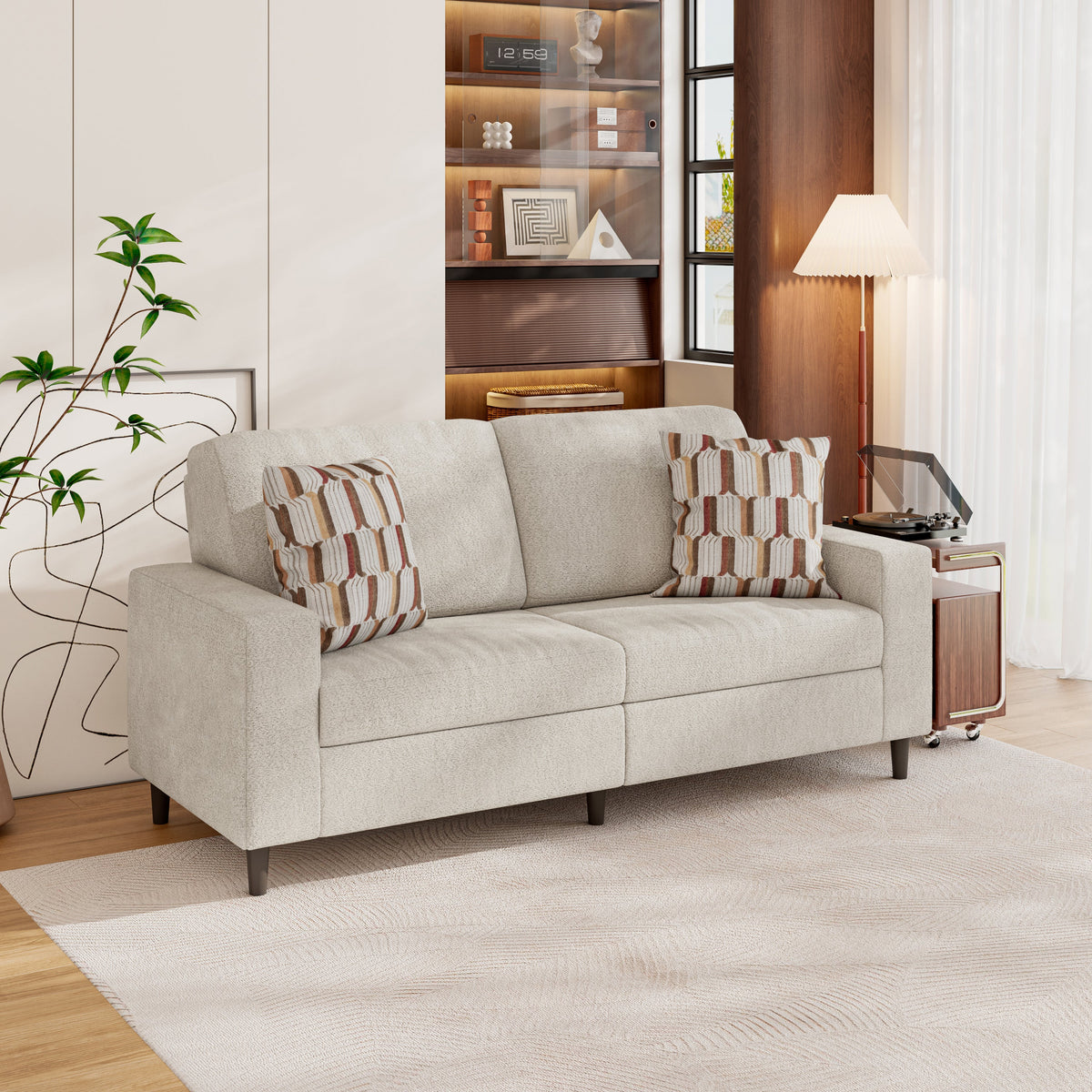 Prestwick Upholstered Small Space Sofa with 2 Accent Pillows