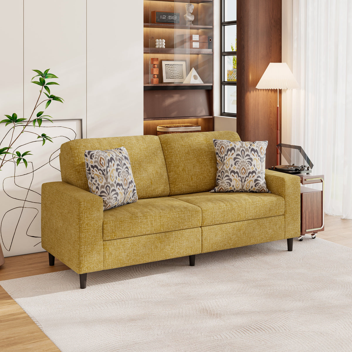 Prestwick Upholstered Small Space Sofa with 2 Accent Pillows