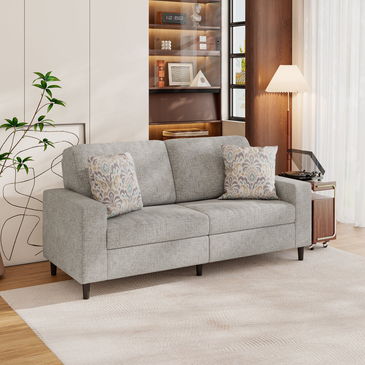 Prestwick Upholstered Small Space Sofa with 2 Accent Pillows