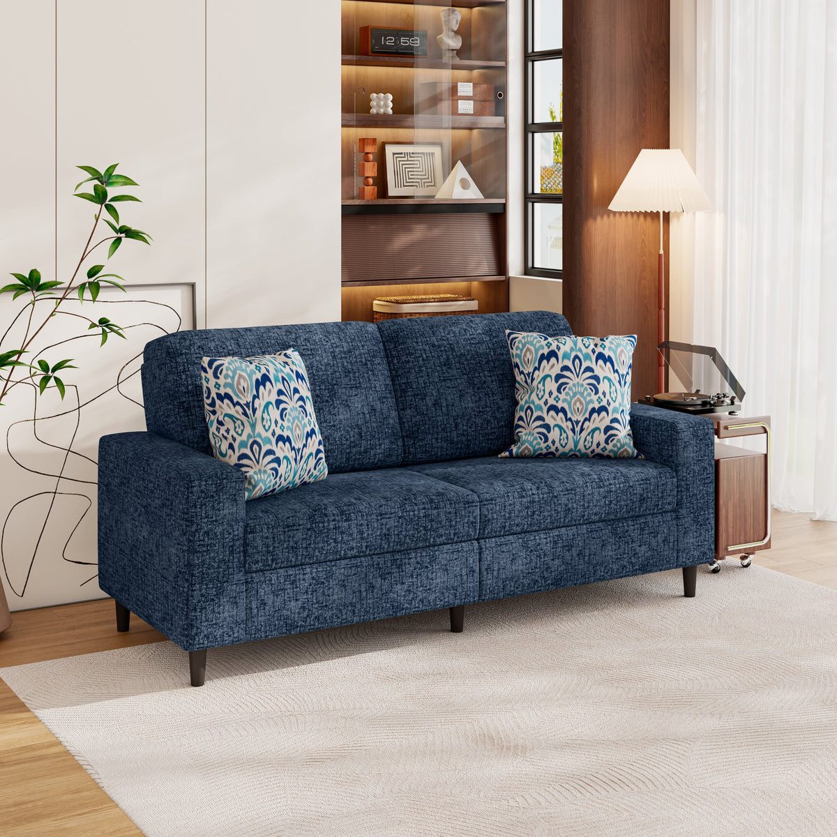 Prestwick Upholstered Small Space Sofa with 2 Accent Pillows