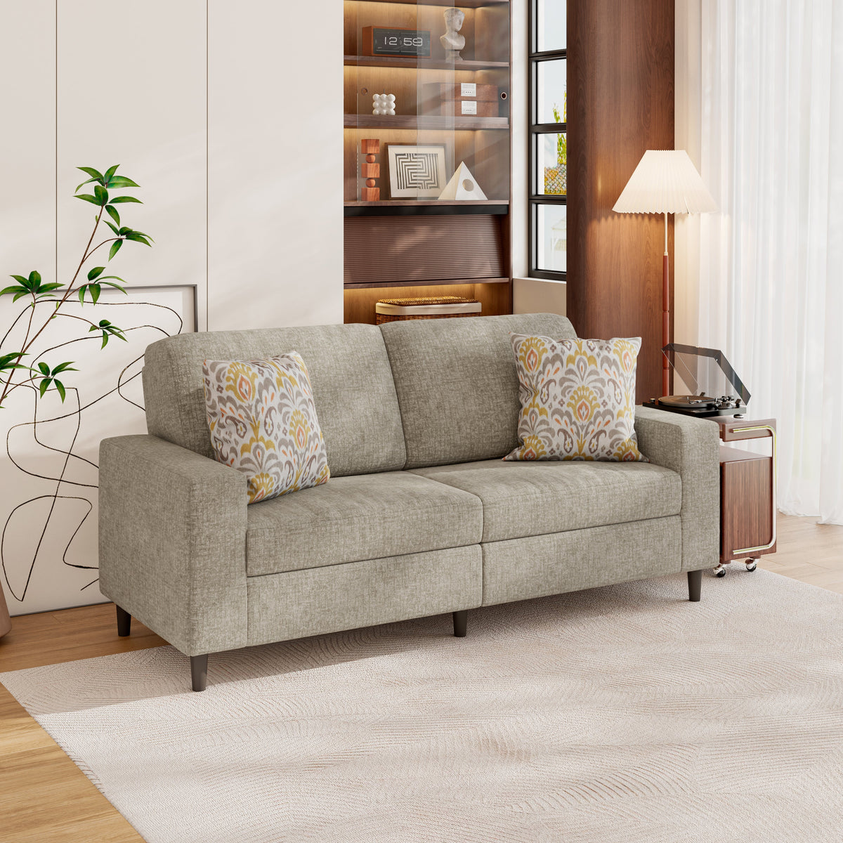 Prestwick Upholstered Small Space Sofa with 2 Accent Pillows