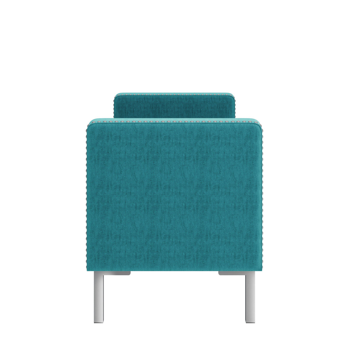 Velvet Square-Arm Tufted Top Storage Bench Ottoman with Pewter Nailhead Trim