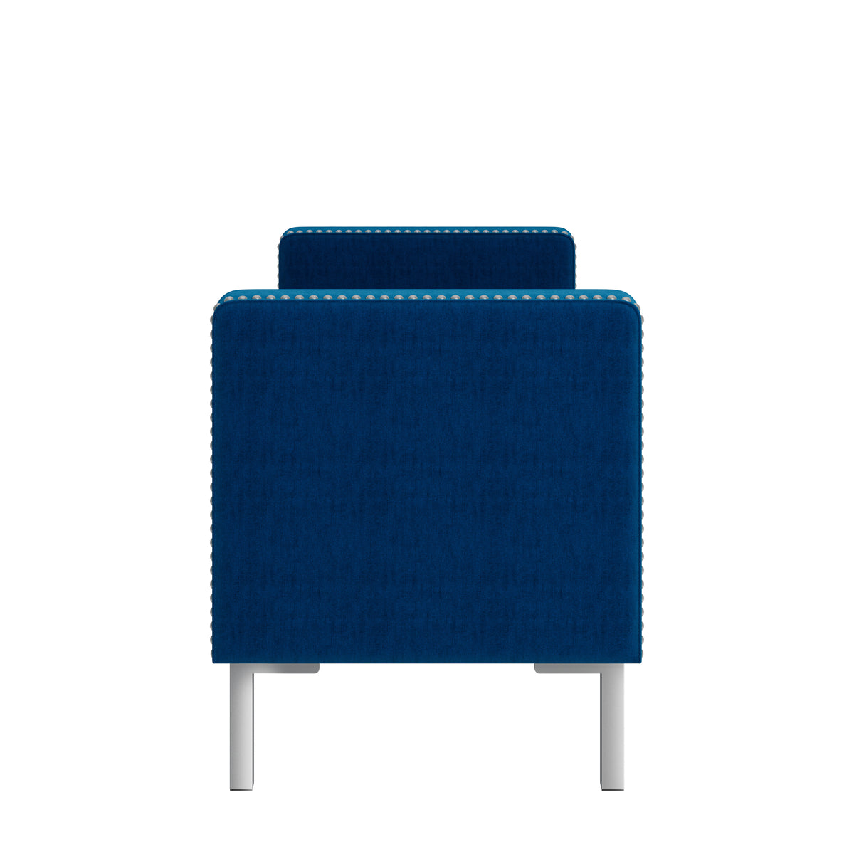 Velvet Square-Arm Tufted Top Storage Bench Ottoman with Pewter Nailhead Trim