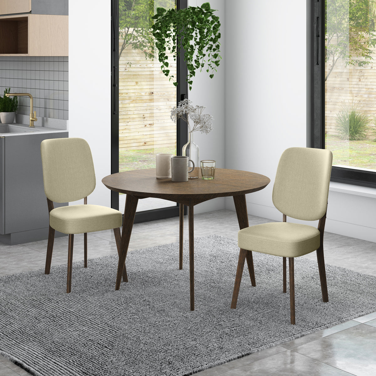 Dellers Mid-Century Modern Upholstered Dining Chairs (Set of 2)